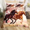 Cherry Blossom Horse Comforter Cover Twin for Kids Boys, Wild Animal Bedding Set Galloping Horse Duvet Cover with 2 Pillowcase