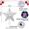 15cm Xmas Tree Topper Star Glowing Christmas Five-pointed Star Ornament with LED Light Colorful Shining Lamp Home Decor