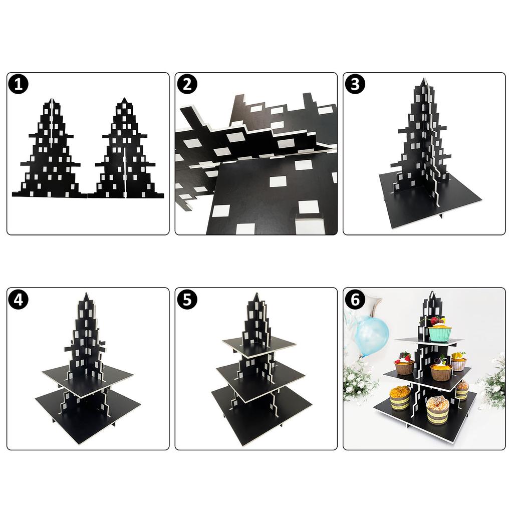 City Skyscraper Cupcake Stand 3 Tier Cake Party Supplies Building Cupcake Stand for Birthday Table Decor City Themed Parties