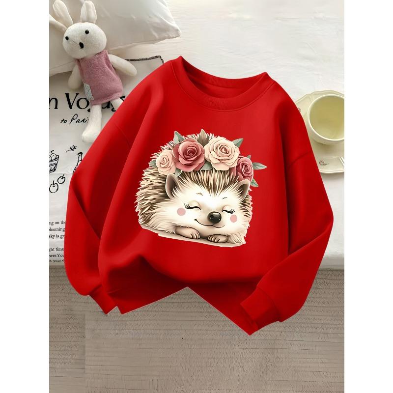 Girls' Fashion Crew Neck Sweatshirt | Casual Print Top, Regular Fit, Slight Stretch Fabric, Perfect For Fall/Winter