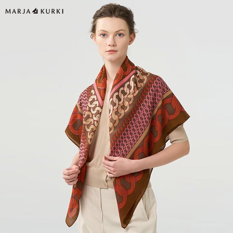 MARJA KURKI Women's Fine Wool Printed Scarf Shawl