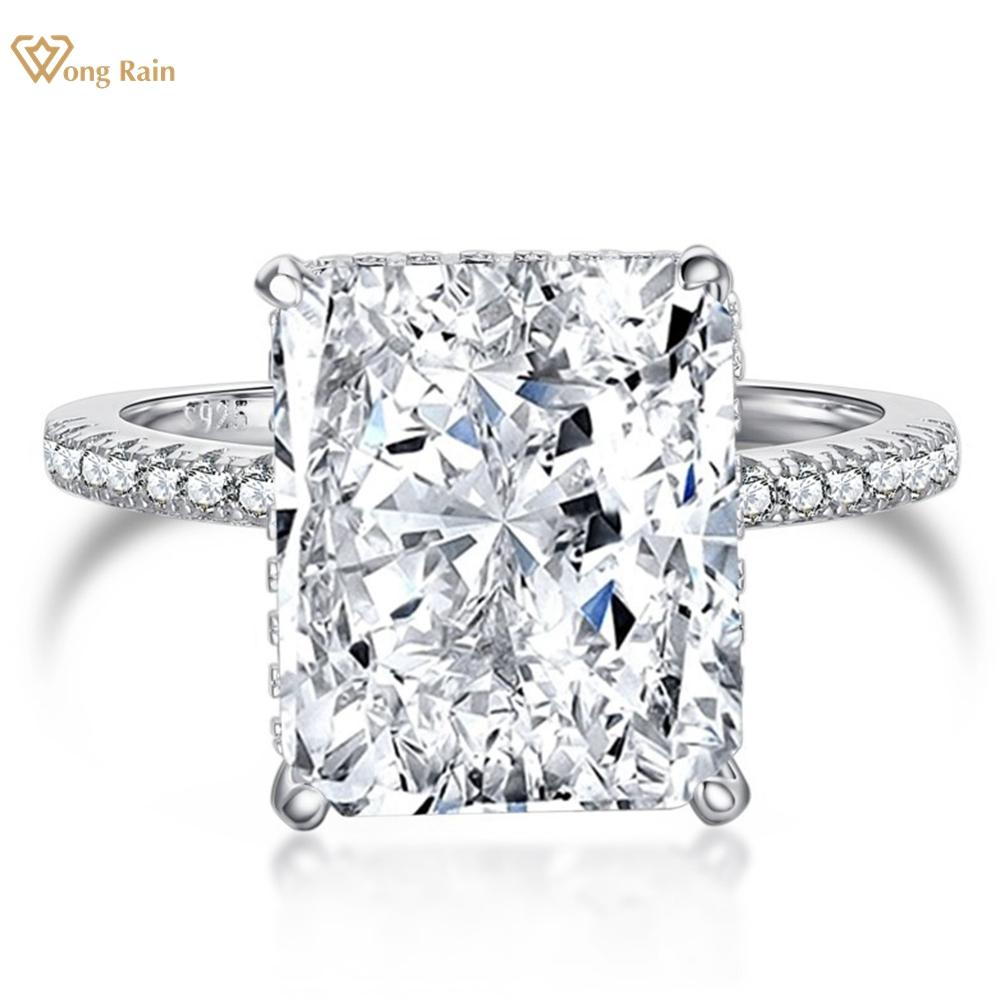 

Wong Rain Solid, стерлинговое серебро 925 пробы, измельченный лед, 12*10 мм, AAAAA, цирконы, драгоценный камень, роскошное женское кольцо, свадебное обручальное ювелирное изделие US 9 белый