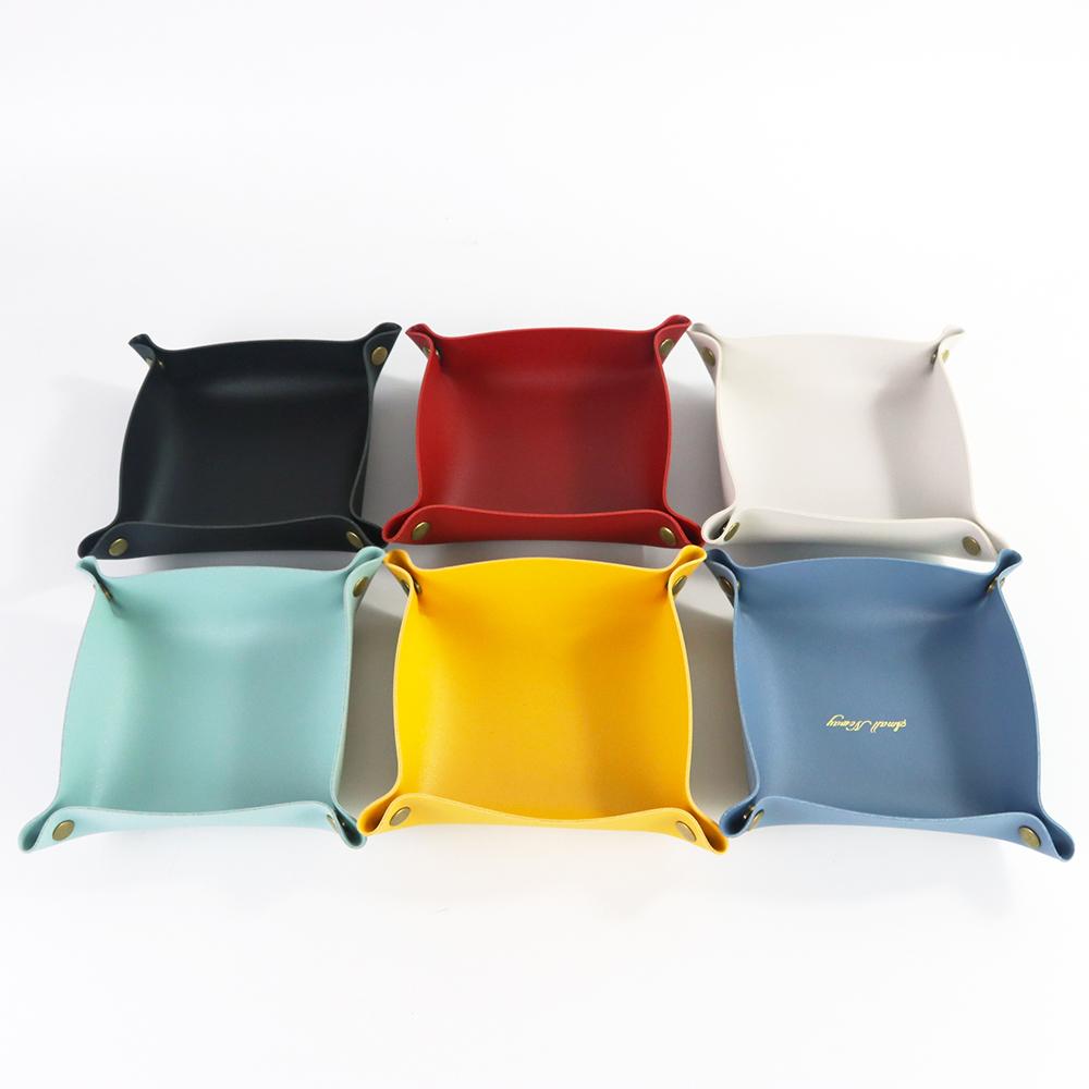 Rolling Folding Dice Game Storage Tray PU Leather Tray Table Storage Tools