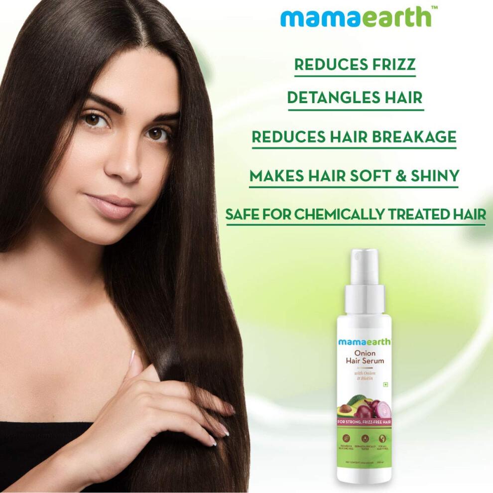 Mamaearth Zwiebel-Haarserum mit Biotin | L  sung f  r glattes, kr  ftiges und krauses Haar | Formel gegen Haarausfall und Haarbruch | 100 ml