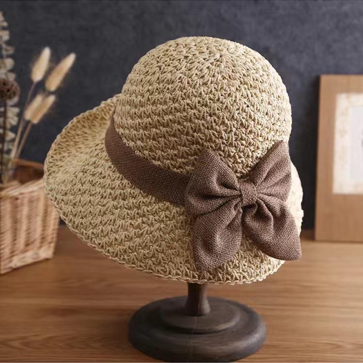 Hat female summer straw hat sun hat bucket hat sun hat bow sun hat leisure beach outdoor