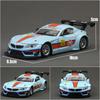 Diecast 1/24 BMW M4 GT3 GULF Alloy Car Model with Display Box Children Boy Toy Vehicle Gift Sound Light Miniature Voiture