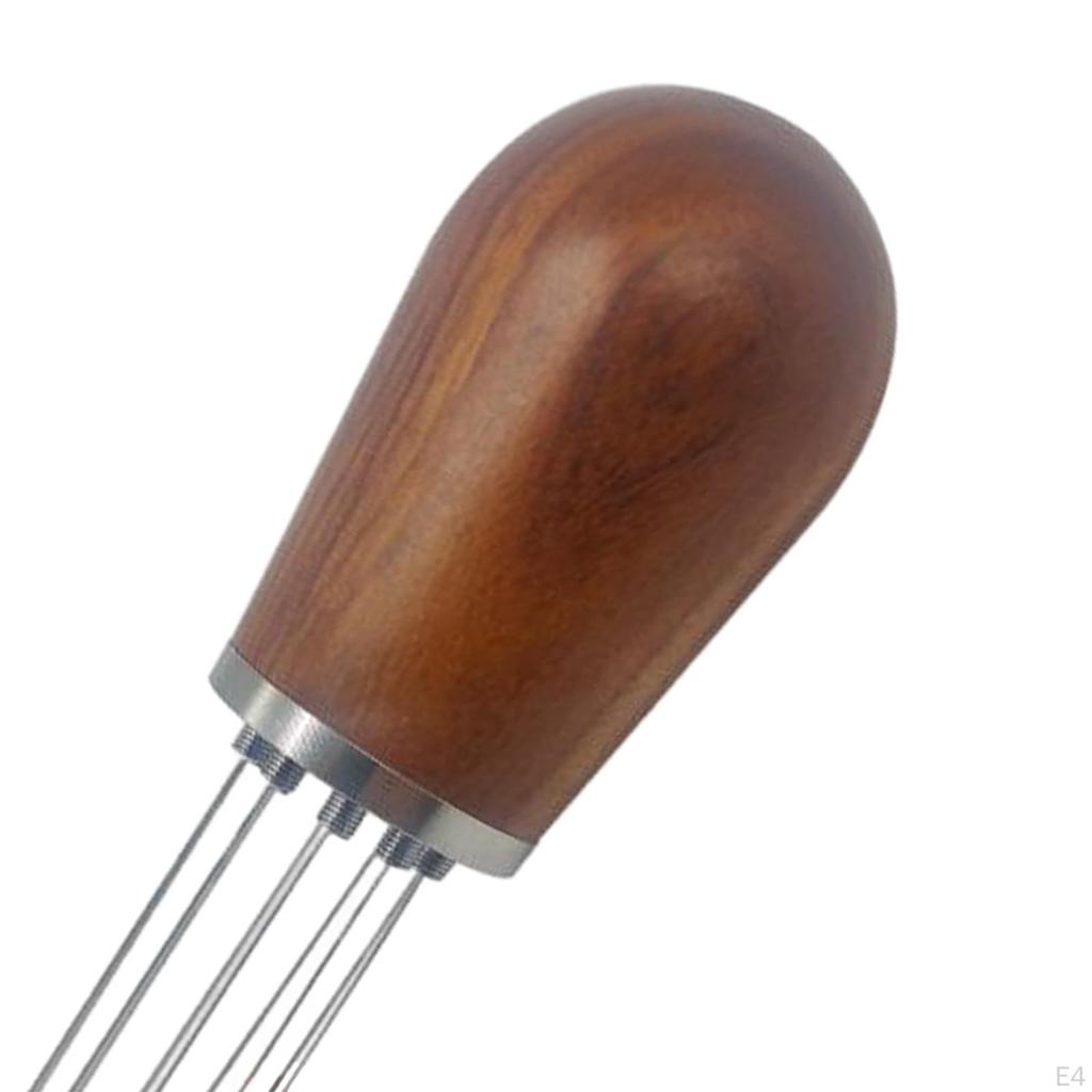 0.35mm Coffee Distributor Gadget Practical Sturdy Gifts Manual Wooden Handle Stainless Steel