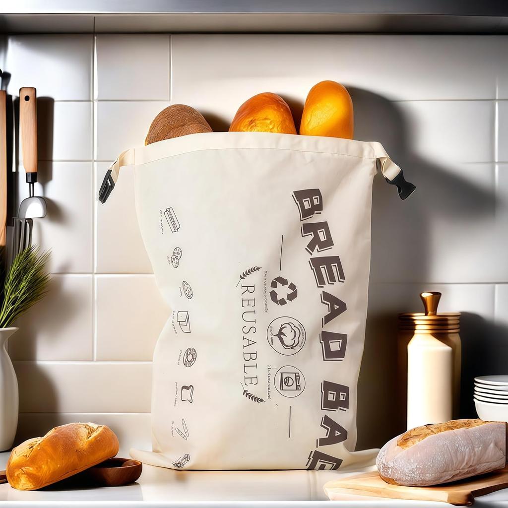 Homemade Sourdough Bread Bags: Reusable, Eco-Friendly Bread Storage Containers for Fresh Loaves 2-Pack