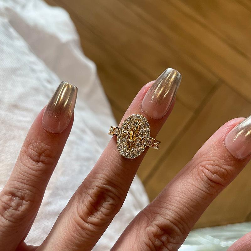 All Diamond Flower-shaped Ring, Ring, High-end Ring, Lady s Ring one size белый