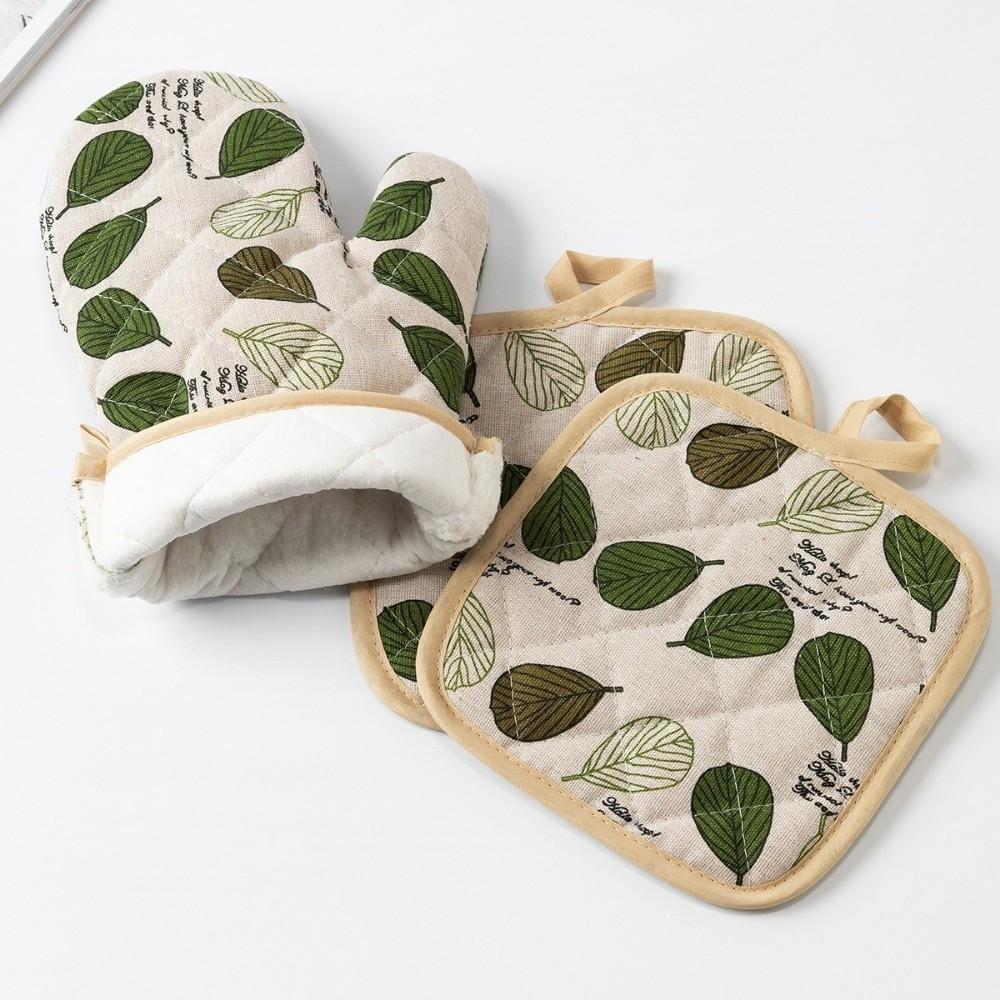 4-teiliges Verdicktes Ofenhandschuh-Set Hitzebeständige Ofenhandschuhe und Topfhalter für die Küche