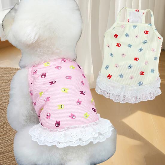 Cute Small Dog Dress Lace Ruffle Trim Girl Dog Tutu Dress Soft Breathable Puppy Vest Summer Pet Outfits for Small Dogs Cats