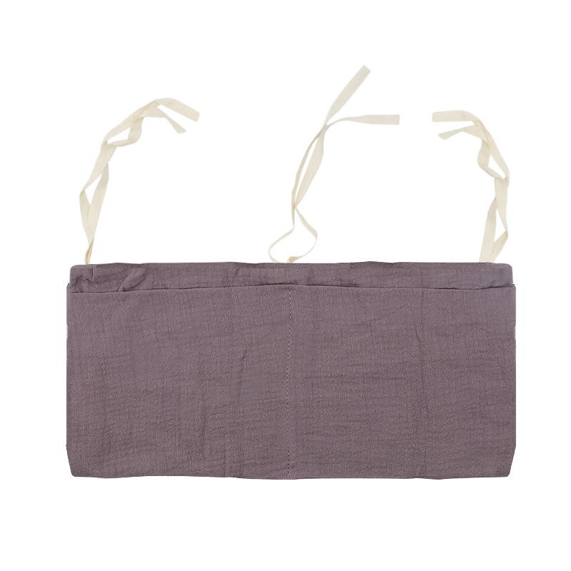 Double Layer Pure Cotton Baby Bedside Storage Bag, Double Pocket Baby Stroller Hanging Bag