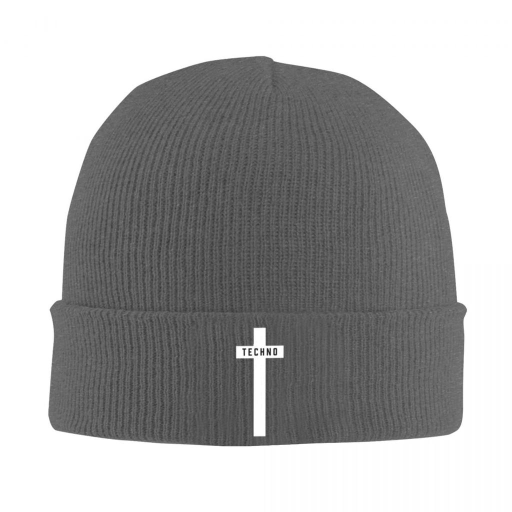Techno Cross Personalized Warm Knitted Bonnet Caps Men Male Fashion Winter Beanies Hats