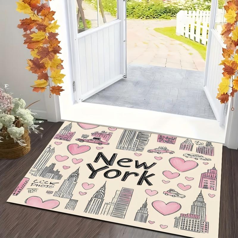Entreevloermat met Meerdere Prints - Pasen / New York / Sprookjesprint Vloermat, Antislip Binnenvloermat 40x60cm