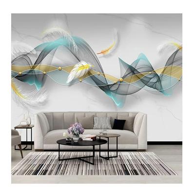 Papel de Parede Fotográfico Moderno 3D Pena Mármore Mural Sala de Estar TV Sofá Quarto Parede de Fundo Papel