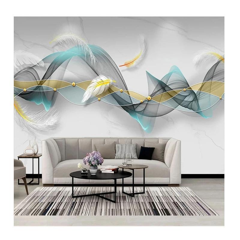 Photo Wallpaper Modern 3d Feather Marble Mural Living Room Tv Sofa Bedroom Background Wall Paper