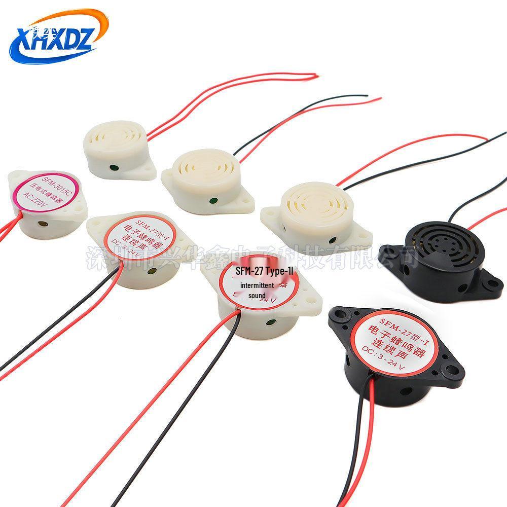 Yüksek Desibel SFM-27 Aktif Buzzer, 3-24V, Sürekli/Kesintili Alarm Seslendirici, 220V.