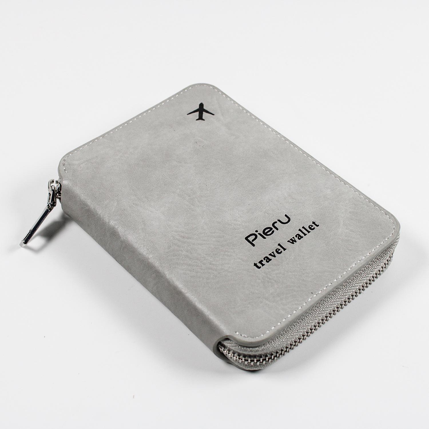 

2024 RFID Anti-Theft Zipper Passport Holder: Multifunctional Travel Wallet Organizer сірий колір