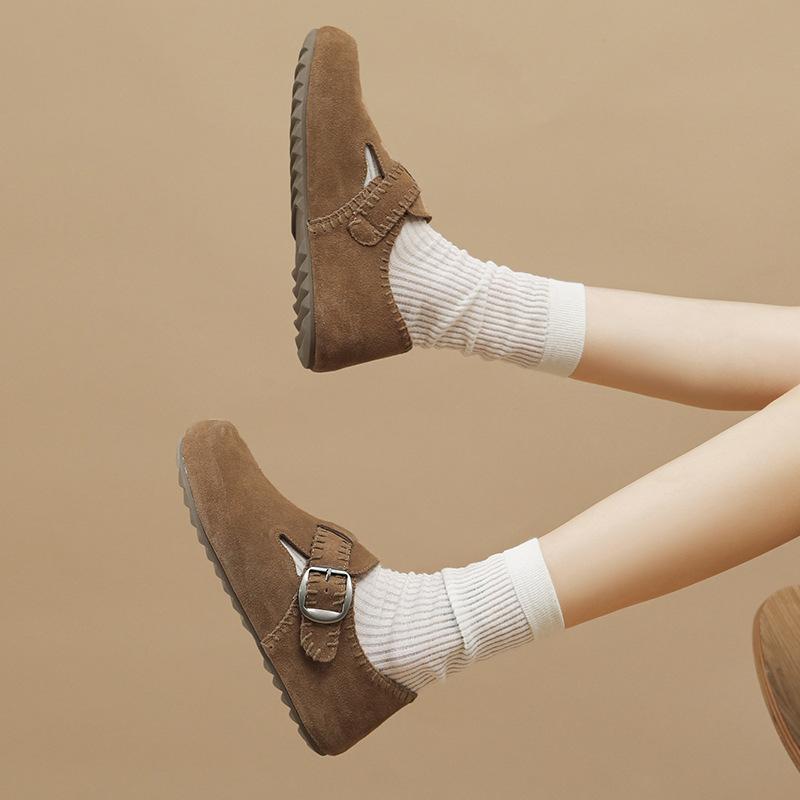 Retro flat-bottomed women's autumn new versatile fashion one-pedal casual Boken single shoes