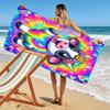 Colorful Tie-Dye Cow with Floral Crown Patterned beach towel quick dry perfect for travel outdoor sports jogging the beach and swimming