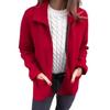 Long Sleeved Women Jacket Turn Down Collar Loose Thermal Coat Solid Color Zipper Closure Pockets Commuting Dating Office Spring Fall Winter
