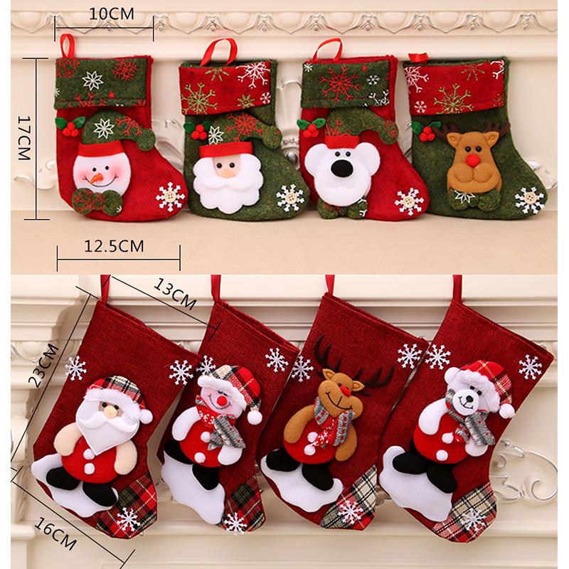 Christmas Stocking Candy Gift Bag Snowman Santa Elk Bear Socks Xmas Tree Decoration Happy New Year Party Home Navidad Decor