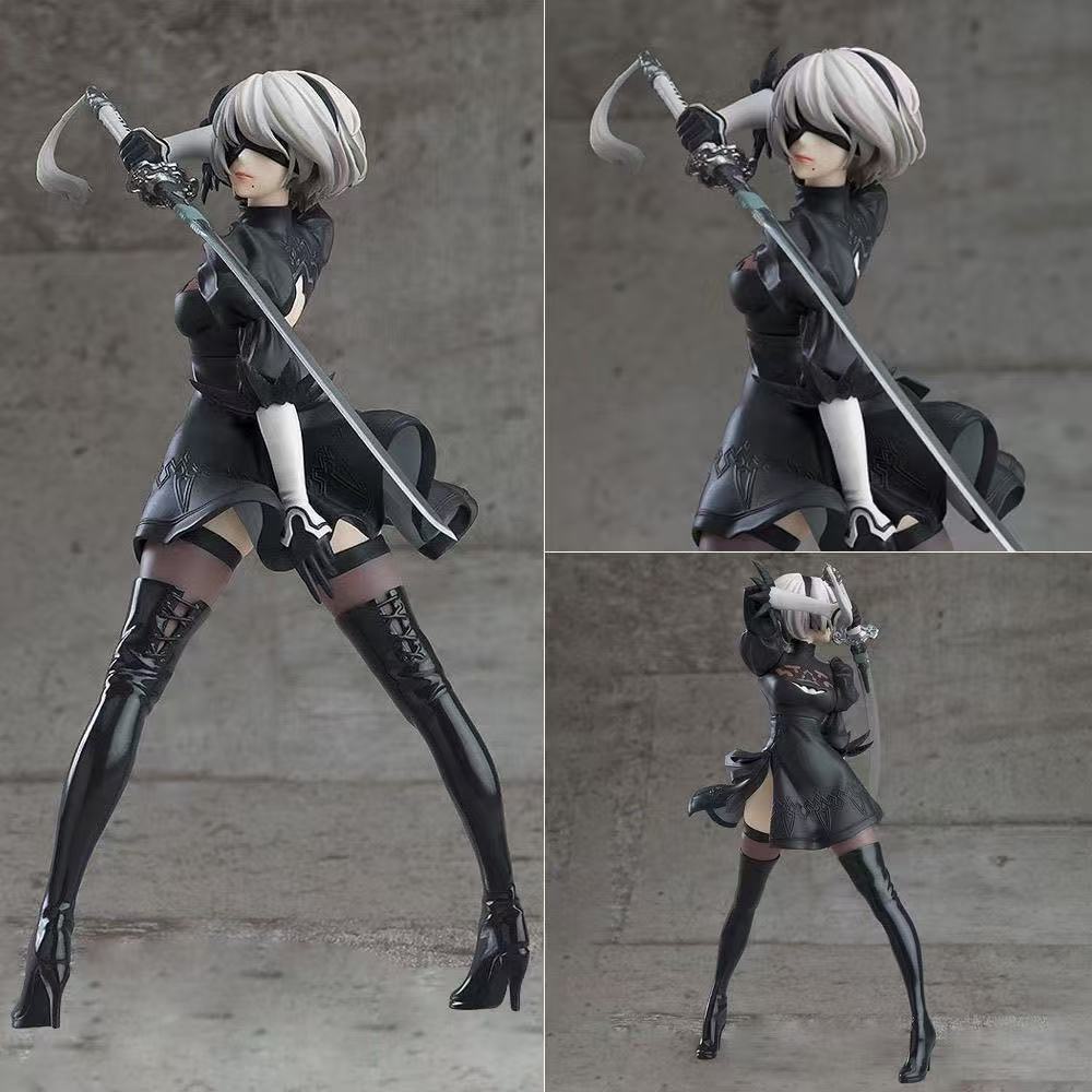 18CM Yorha 2B Schwarz-Weiß Serie Anime Figur PVC Sammler-Actionfiguren Modell Puppe Statuette Geschenk