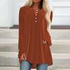 Women's V Neck Long Sleeve Velvet Tunic Top Pleated Button Front A Line Flowy Blouse