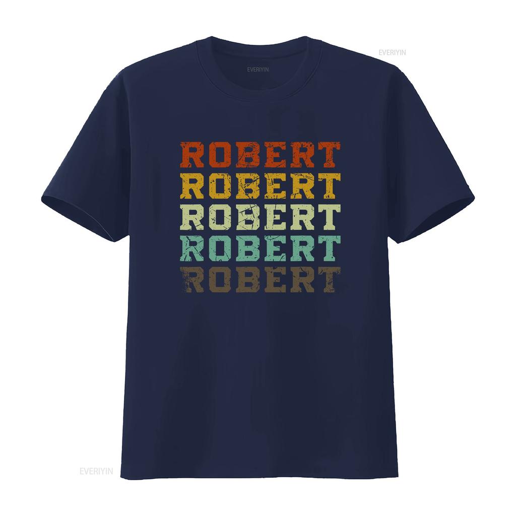 First Name Robert Retro Pattern Vintage Grunge Style Ladies Crewneck T Shirt Vintage Washed Versatile Streetwear Comfortable