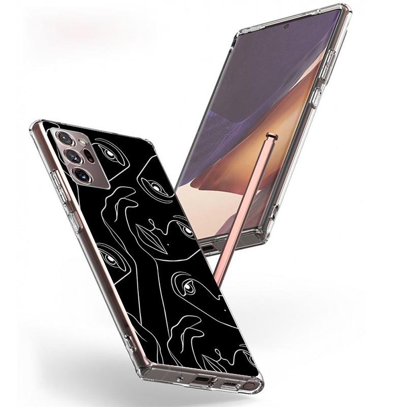 Abstract Line Women Face Phnoe Case for Samsung Galaxy S26 S25 Edge S23 S24 Ultra S22 Plus S21 S20 FE Unique Cover Soft Coque Ga