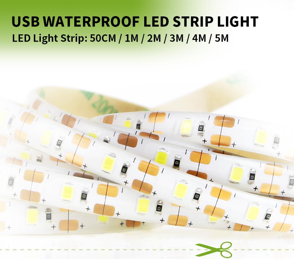 SMD 2835 DC5V LED pásové svetlo 0,5M 1M 2M 3M 4M 5M Vodotesné LED svetlo 60 LED/m Pre rodinu Dekorácie Páska Flexibilná diódová stuha