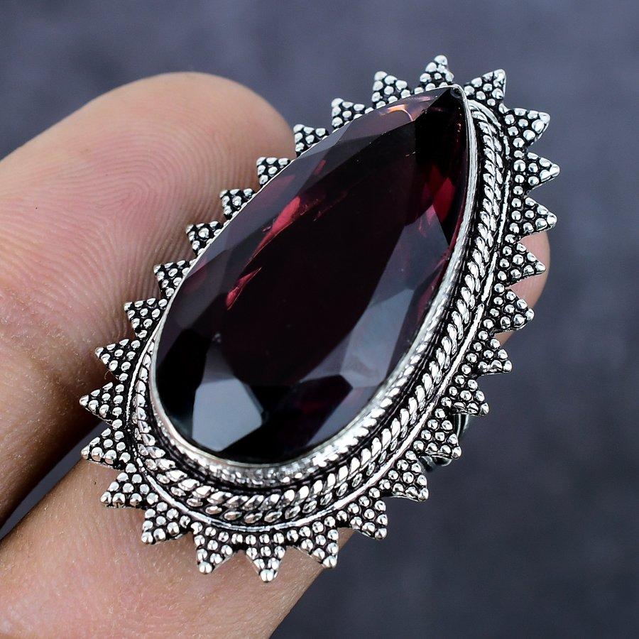Amethyst Gemstone Handmade 925 Sterling Silver Jewelry Ring Size 7 B9D96