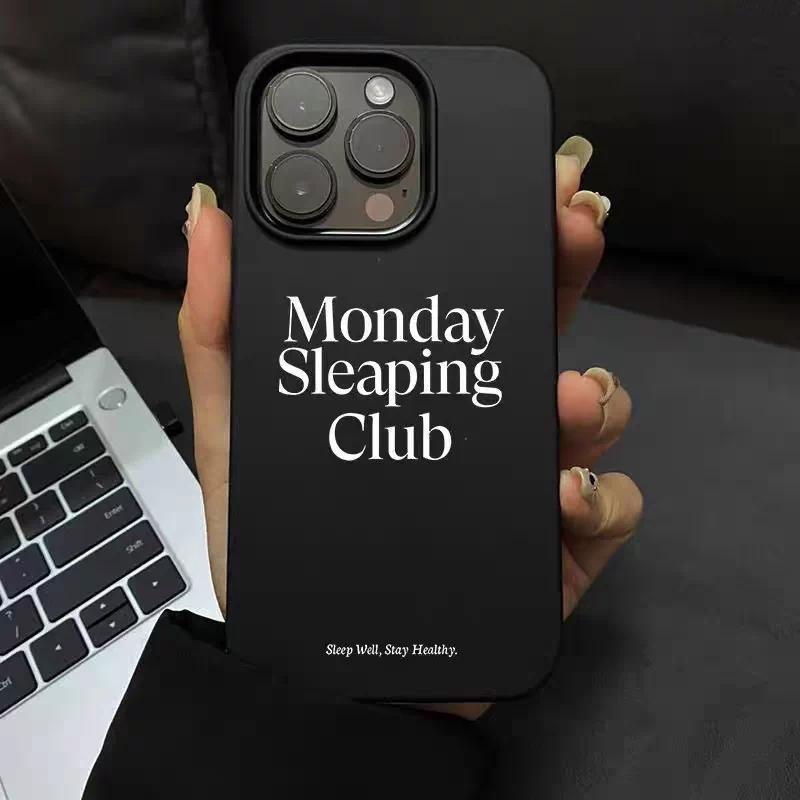 

Creative Letters Monday Sleeping Club Phone Case For iPhone 17 AIR 16 15 14 13 12 11 PRO MAX XR XSMAX MINI 7 8 PLUS Y2K Cover iPhone 14 Plus
