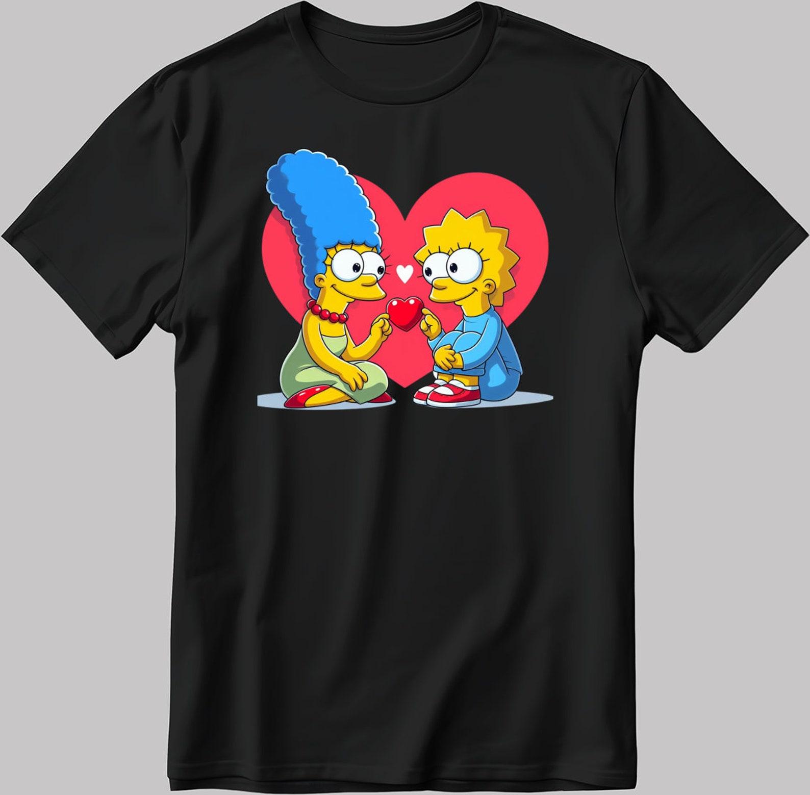 The Simpsons Valentine Days Short Sleeve White-Black Men s / Women s T-Shirt C412 XL