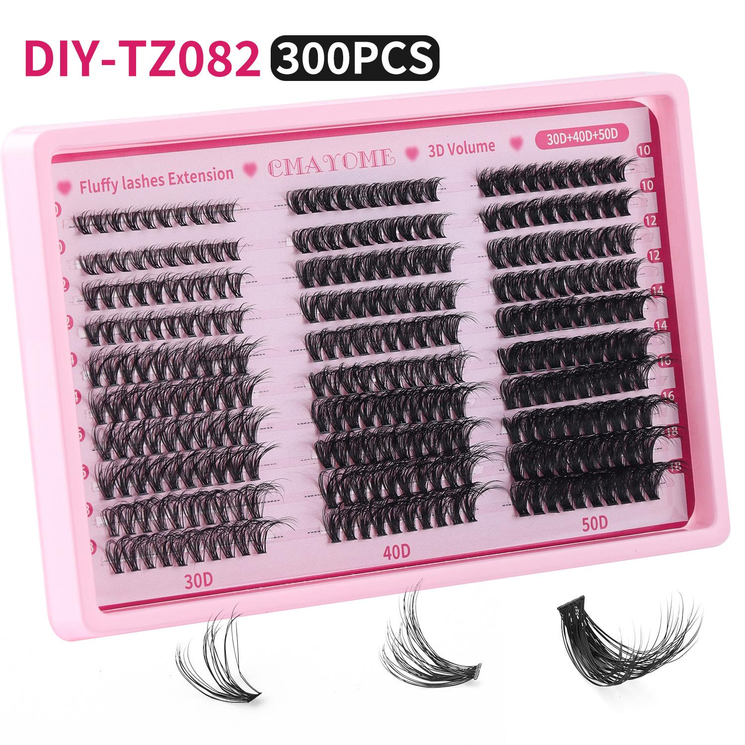 

300 Clusters Of Thick Single-Cluster D-Song False Eyelashes Set 8-18Mm Curled Diy Segmented Eyelashes