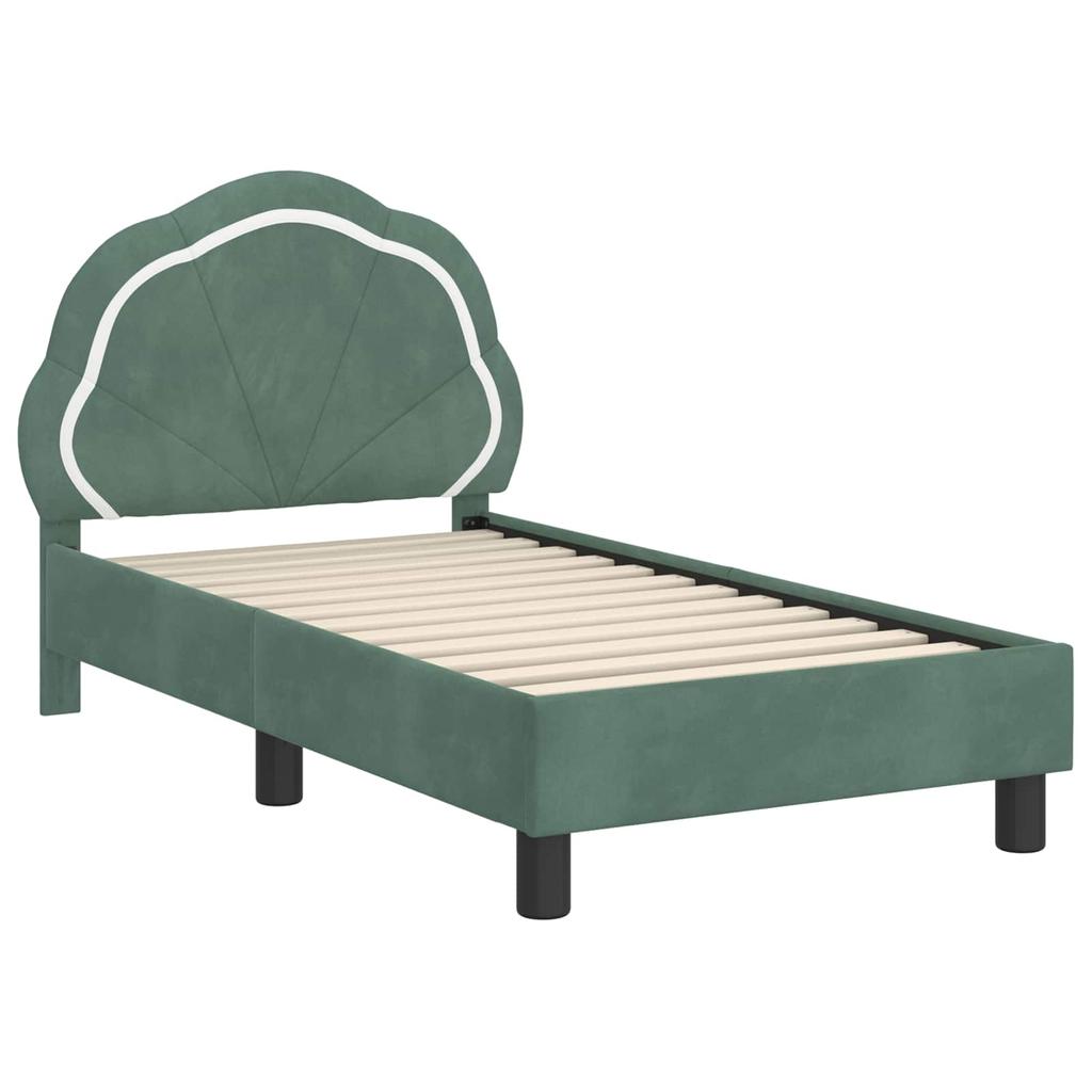 Children S Bed Frame with Headboard Sea Green 70 X 140 Cm Velvet