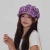 Sun Protection Plaid Cloud Berets Korean Style Octagonal Caps Japanese Button Hat  Spring Summer