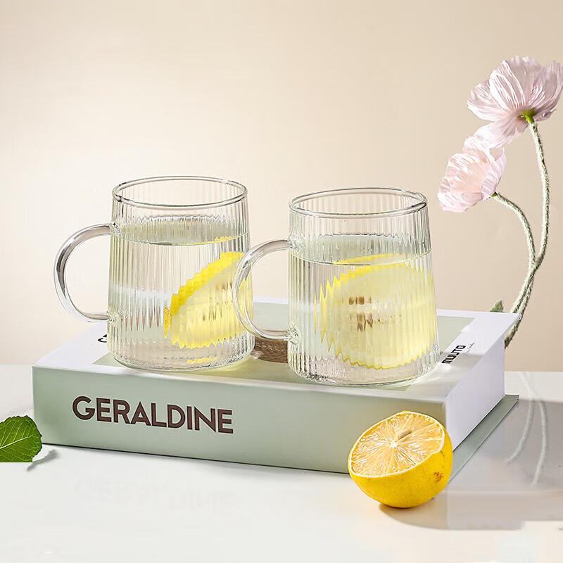 Vertical Stripe High Borosilicate Glass Handle Cups