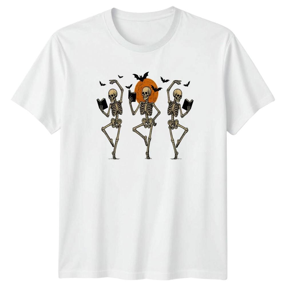 Halloween Dancing Skeletons Reading Books TShirt Reading Halloween Gift For Him S