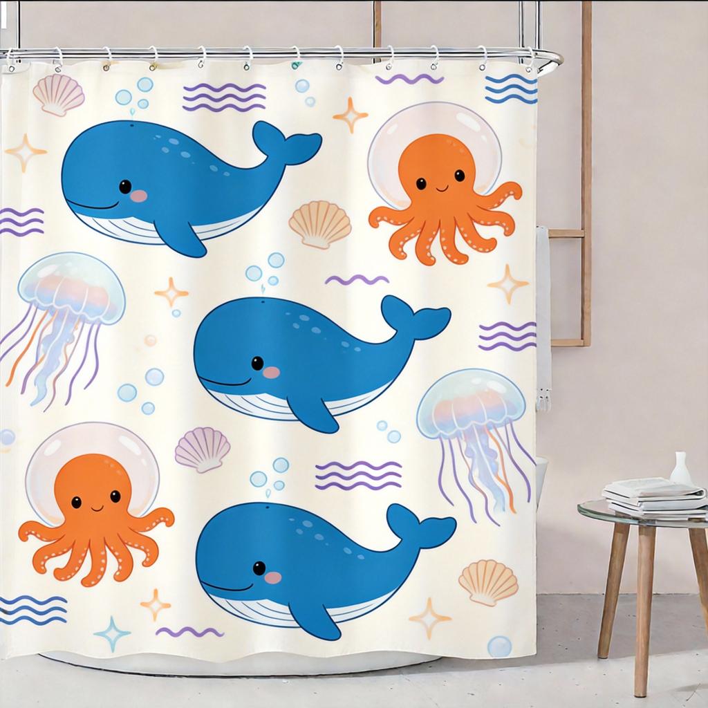Cute Dinosaur Shower Curtain Green Cartoon Dinosaurs Print For Kids Bathroom Decor Polyester Bath Curtain With Hooks