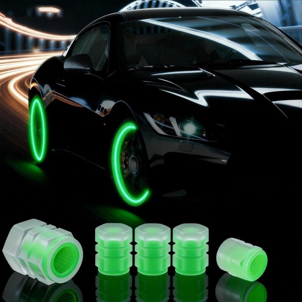 8Pcs Self-luminous Luminous Fluorescent Valve Caps Super Bright Tyre Valve Stem Cover  Vehicle