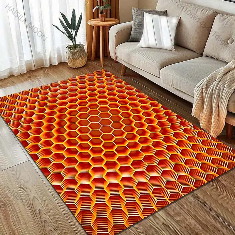 

3D Ковер с шестигранным рисунком в виде пчелиных сот для спальни, гостиной, прикроватный, под диван, напольный коврик, современный домашний декор, ковер для подарков 40x60cm (16x24in)