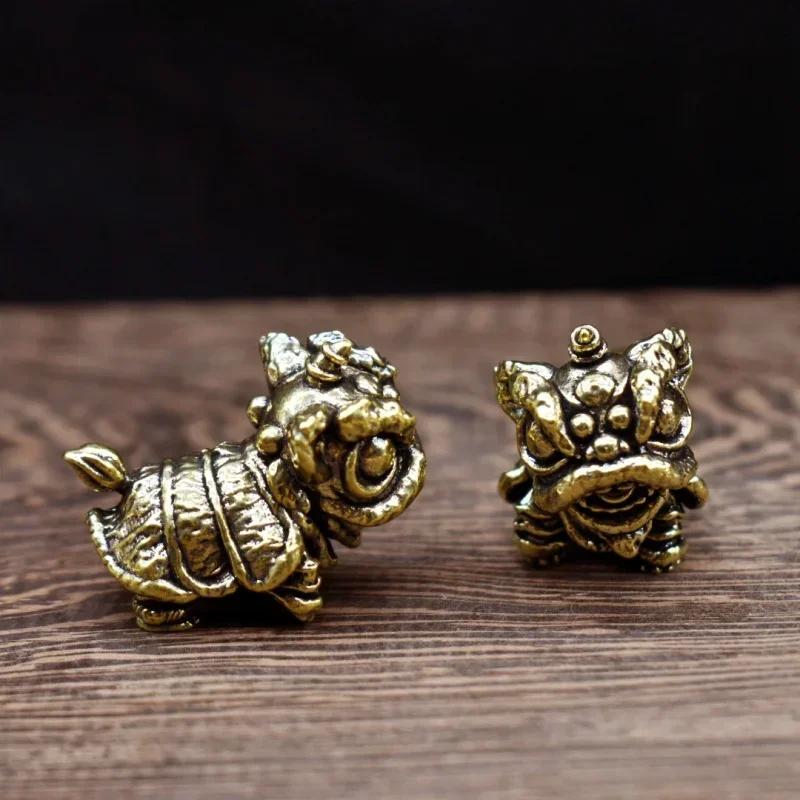 Pure Copper Octopus Statue Vintage Brass Lion Fox Figurines Desktop Feng Shui Ornament Miniatures Antique Tea Pet Crafts