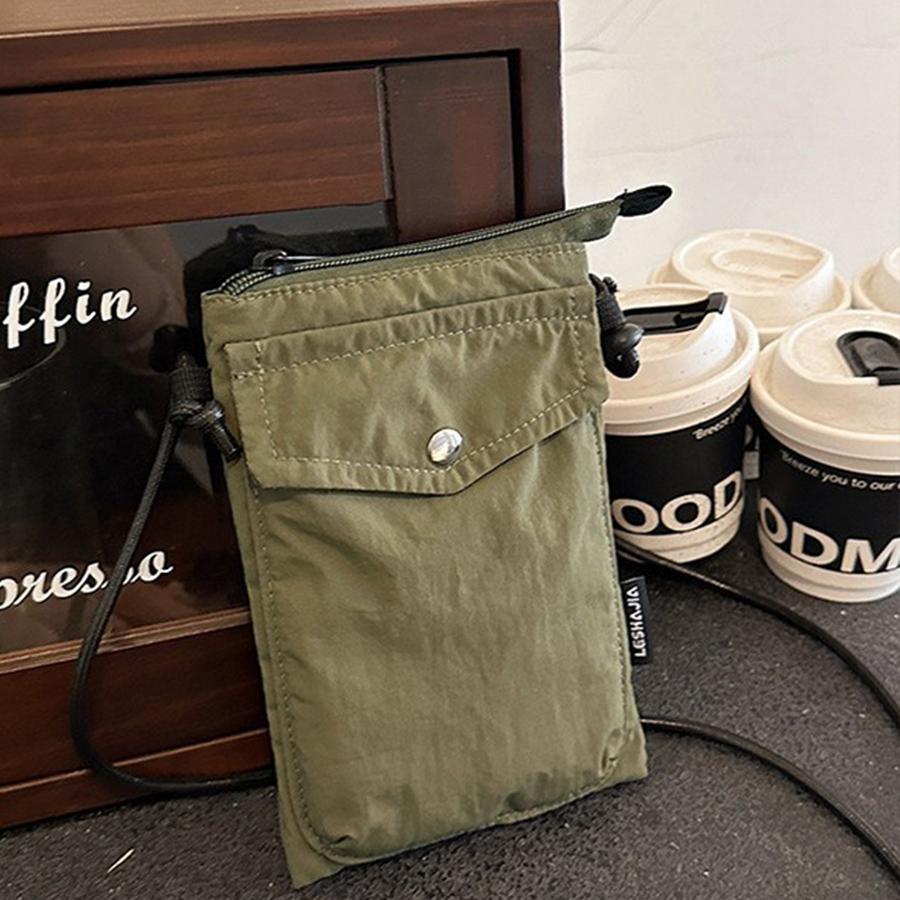 Korean-style Mobile Phe Bag Light and Thin Nyl Fabric Shoulder Bags Casual and Versatile Mini Crossbody Bag for Women Solid