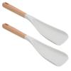 2pcs Silicone Spoonula Heat Resistant Silicone Cooking Spoon Non-Stick Spatula Spoon Kitchen Utensil for Mixing Serving White