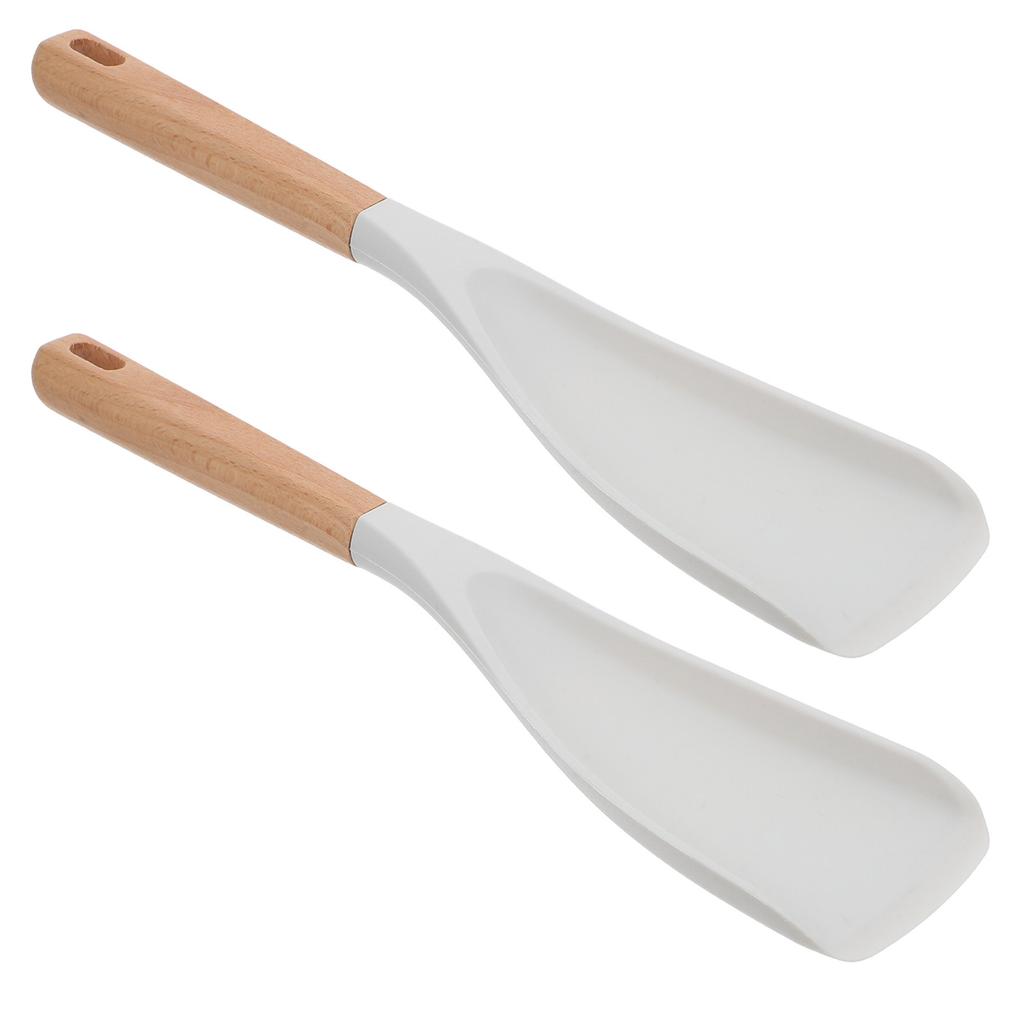 2pcs Silicone Spoonula Heat Resistant Silicone Cooking Spoon Non-Stick Spatula Spoon Kitchen Utensil for Mixing Serving White