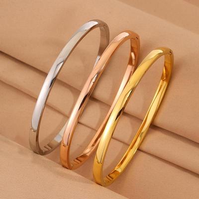 Elegant Titanium Steel Bracelet: European American Design, Smooth Curved Ring for Women, Colorfast and Durable Stainless Steel Jewelry