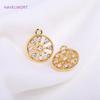 Trendy 14K Gold Plated Hollow Round Charms For Jewelry Making,Inlaid Zircon Flower Pendant Sets DIY Jewelry Making Accessories