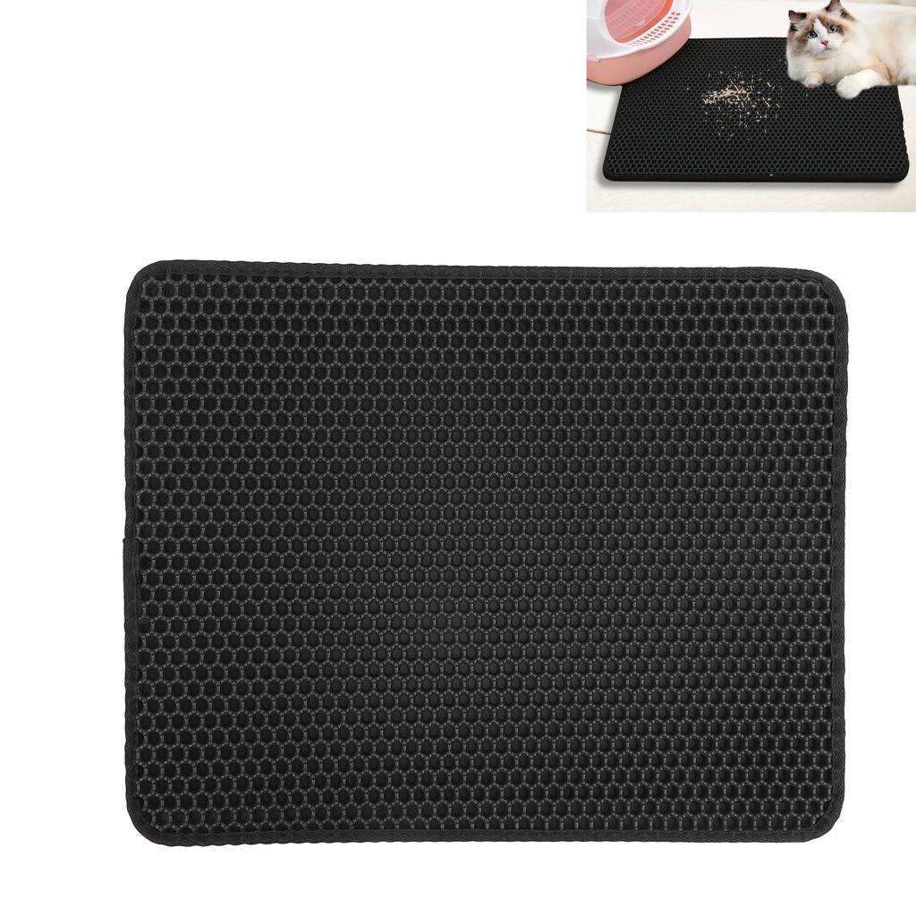 Double Layer Cat Litter Trapping Mat AntiSlip Pet Urine Proof Scatter Control Pad(M )
