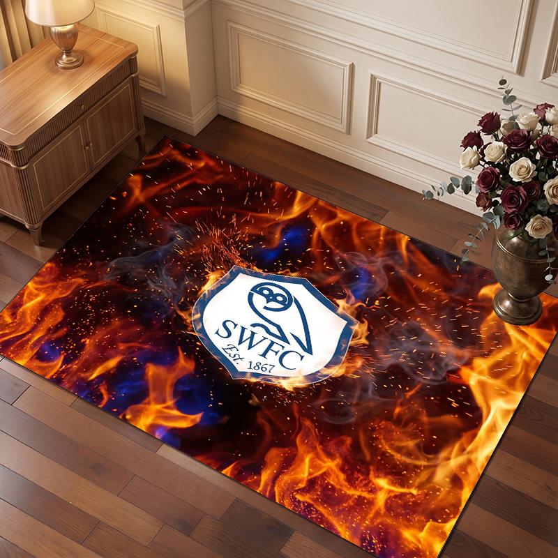 Sheffield Wednesday Football Print Crystal Velvet Rug, Comfortable Water Absorbent Non Slip Indoor Floor Carpet